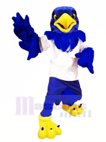 Cool Falke mit Blau Flügel Maskottchen Kostüm Hochschule