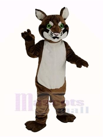 Braun Bobcats mit Grün Augen Maskottchen Kostüm Tier
