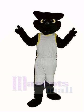 Cool Schwarz Panther mit Weiß Mantel Maskottchen Kostüm Erwachsene