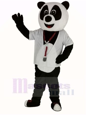 Arzt Panda mit Weiß Hemd Maskottchen Kostüm