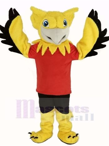 Gelb Greif mit rot T-Shirt Maskottchen Kostüm Tier
