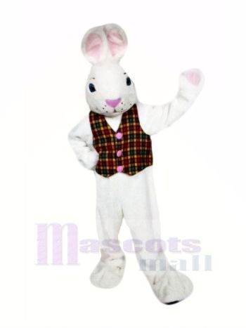 Weiß Ostern Hase mit Weste Maskottchen Kostüme Karikatur