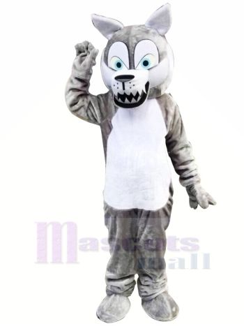 Heftig Grau Wolf Maskottchen Kostüme Karikatur