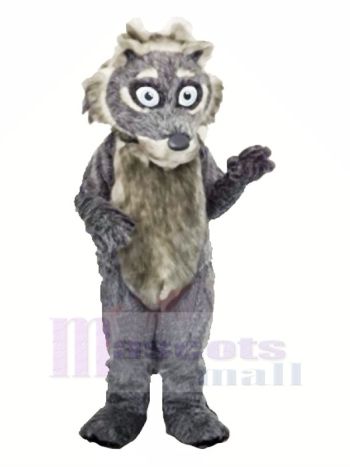 Grau Flauschige Wolf T-Shirt Maskottchen Kostüme Karikatur