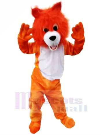 Freundlich Orange Wolf Maskottchen Kostüme Karikatur