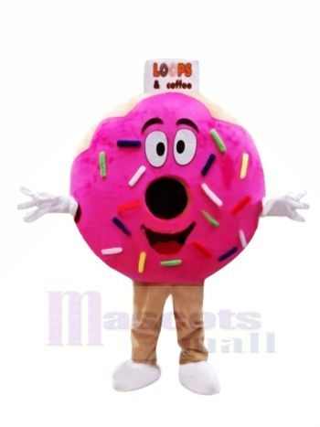 Rosa Krapfen Maskottchen Kostüm Karikatur