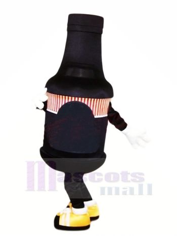 Marrant Noir Bouteille Mascotte Costume Dessin animé