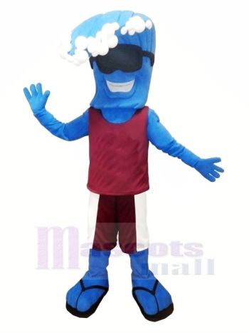 Komisch Blau Welle Maskottchen Kostüm Karikatur