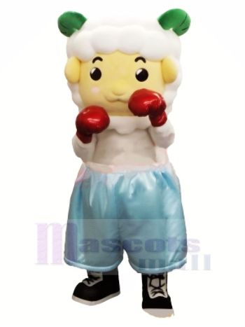 Süß Boxer Schaf Maskottchen Kostüm Karikatur