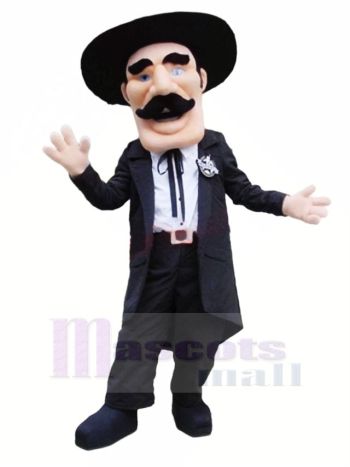 Gentleman mit Schwarz Hut Maskottchen Kostüm Menschen