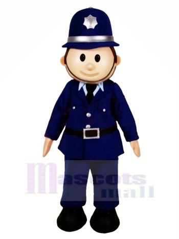 Süß Lächelnd Polizist Maskottchen Kostüm Menschen
