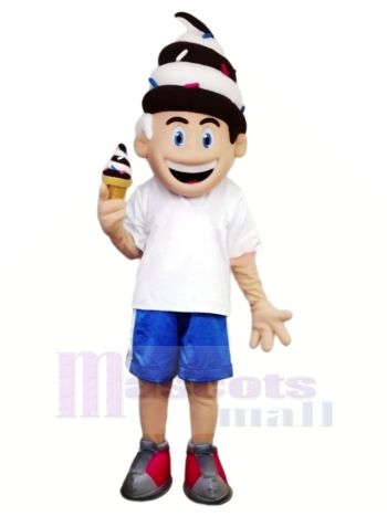 Niedlich Eis Sahne Junge Maskottchen Kostüm Karikatur