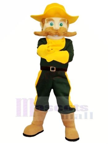 Cowboy mit Grün Augen Maskottchen Kostüm Karikatur