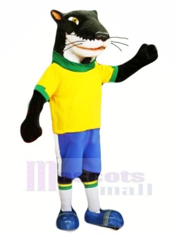 Frettchen Nerz mit Gelb T-Shirt Maskottchen Kostüm Karikatur