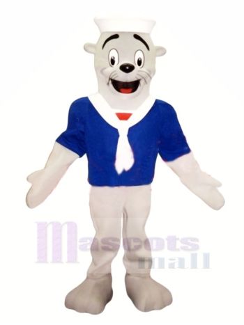 Siegel mit Blau T-Shirt Maskottchen Kostüm Karikatur