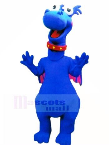 Blau Drachen mit Rosa Flügel Maskottchen Kostüm Karikatur
