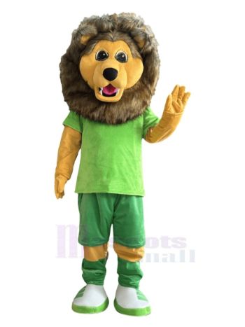 Löwe im grasgrünen T-Shirt Maskottchen Kostüm Tier