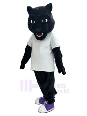 Panther mit lila Schuhen Maskottchen Kostüm Tier