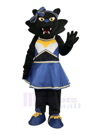 Weiblich Panther im blauen Rock Maskottchen Kostüm Tier