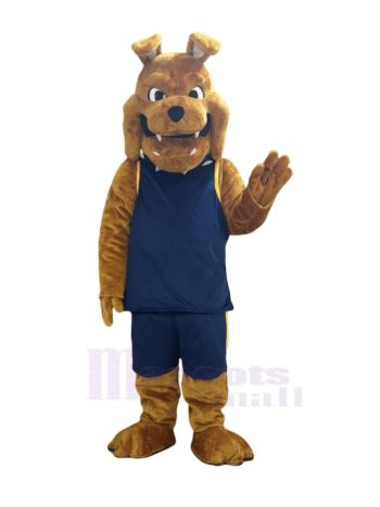 Bulldogge in marineblauem Trikot Maskottchen Kostüm