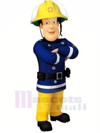 Blau Augen Feuerwehrmann Sam Maskottchen Kostüm Karikatur Menschen