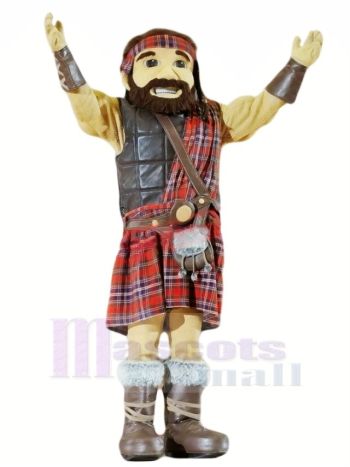 glücklich Hochländer Mit Kilt Maskottchen Kostüm   Karikatur