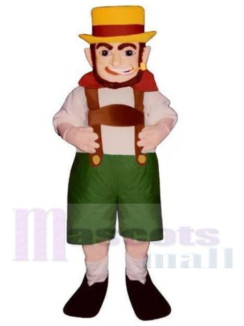 Kobold Maskottchen Kostüm Karikatur in grünen Shorts