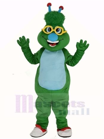 Grün Außerirdischer Monster mit Blau Nase Maskottchen Kostüm