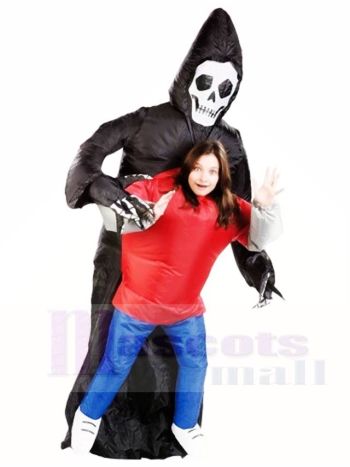Grimmig Sensenmann Schädel Skelett Geist Aufblasbar Halloween Kostüme für Erwachsene