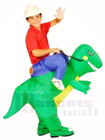 Grüner Dinosaurier Tragen Sie mich auf T-Rex Aufblasbare Fahrt Halloween Weihnachten Kostüme für Kinder