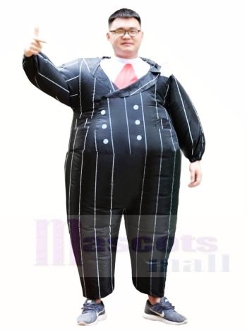 Gangster Schwarze Anzüge aufblasbare Halloween Weihnachts kostüme für Erwachsene