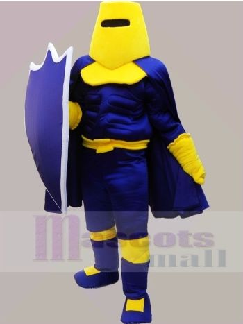 Blaue und gelbe Ritterkrieger Maskottchen Kostüme Menschen