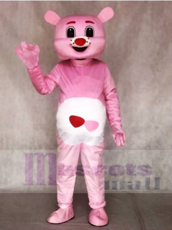 Rosa Bär mit rotem Herz Maskottchen Kostüm Tier