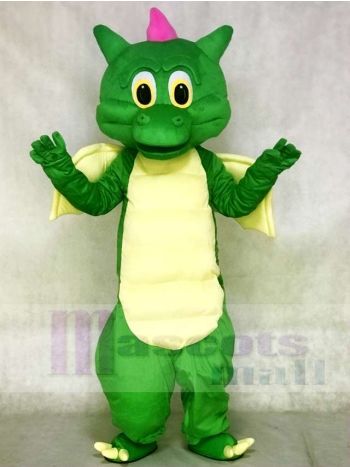 Grüner Drache mit gelben Flügeln Maskottchen Kostümen
