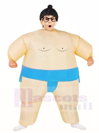 Blaue japanische Fat Man Sumo aufblasbare Halloween Weihnachts kostüme für Kinder