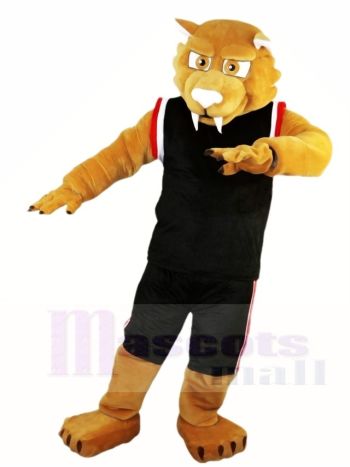 Schwarz Sport Anzug Muscle Cougar Maskottchen Kostüme Tier