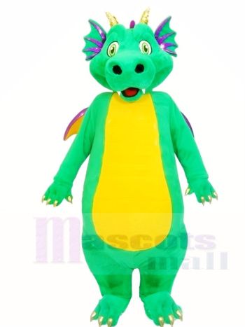 Grüner Drache mit gelben Bauch Maskottchen Kostüme