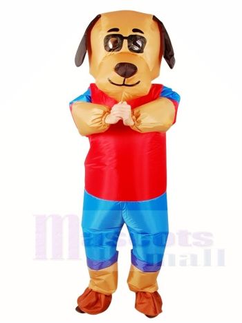 Karikatur glücklicher Hund aufblasbare Halloween Weihnachts kostüme für Erwachsene