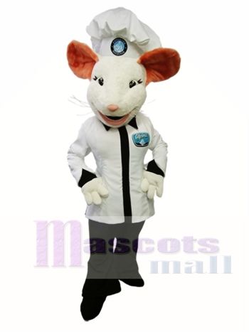 Alpina Mouse Maskottchen Kostüm Weiß Maus Cook Maskottchen Kostüm