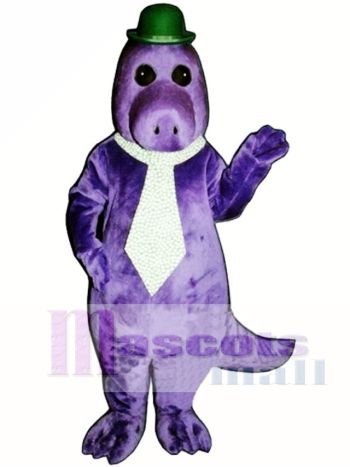 Jake der Saurus mit Hut & Tie Maskottchen Kostüm
