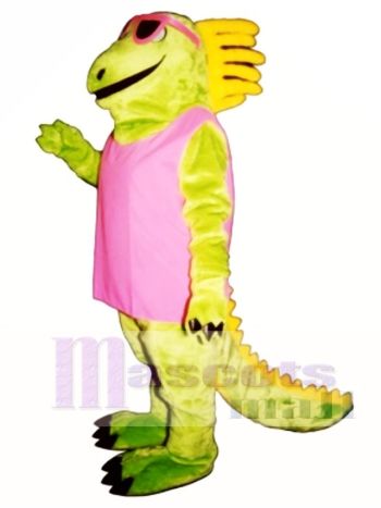 Irma Iguana mit Kleid & Sonnenbrille Maskottchen Kostüm