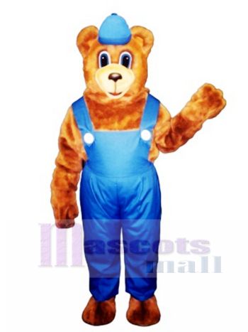 Neuer Billy Bär mit Overall & Hut Maskottchen Kostüm