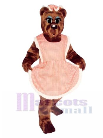 Ma Bär mit Schürze & Hut Maskottchen Kostüm