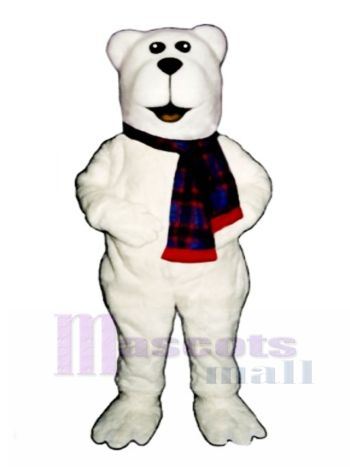 Arktischer Bär mit Schal Weihnachten Maskottchen Kostüm Tier