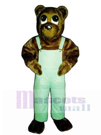 Süße Cutesy Bär mit Latzhose Maskottchen Kostüm