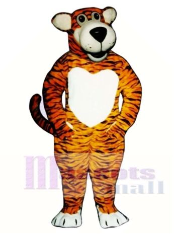 Nettes lächelndes Tiger Maskottchen Kostüm