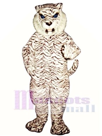 Nettes blauäugiges weißes Tiger Maskottchen Kostüm