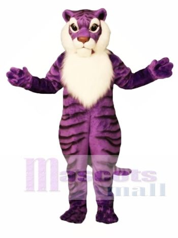 Niedliches lila Tiger Maskottchen Kostüm