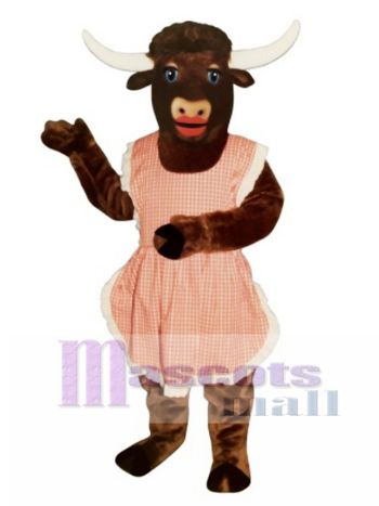 Dame Longhorn mit Schürze Weihnachten Maskottchen Kostüm Tier