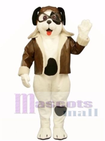 Niedlich Hündchen Hund mit Spots & Aviator Outfit Maskottchen Kostüm Tier 
